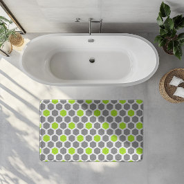Modern limegrön grå hexagon geometrisk mönster badrumsmatta