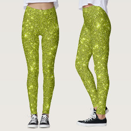 Modern Limegul Glittrande Party Leggings