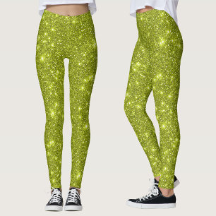 Modern Limegul Glittrande Party  Leggings