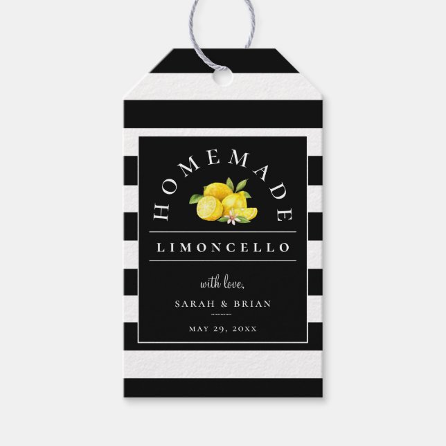 Modern Limoncello Black Rand Beverage Presentetikett (Framsidan)