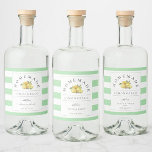 Modern Limoncello Coastal Celadon Grönt Rand Spritflaskor Etikett