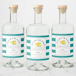 Modern Limoncello Mörk Teal Rand Spritflaskor Etikett