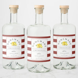 Modern Limoncello Rustic Red Rand Spritflaskor Etikett
