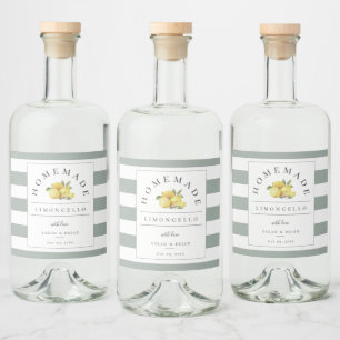Modern Limoncello Rustic Sage Grönt Rand Spritflaskor Etikett