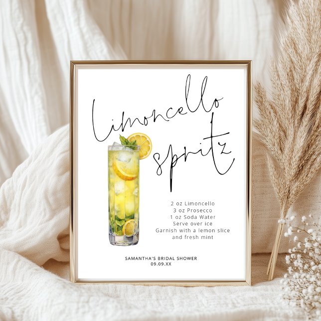 Modern Limoncello Spritz Recept Möhippa Sign Poster (Skapare uppladdad)