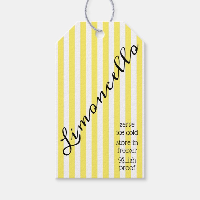 Modern Limoncello Stripe Flaska-Märkre | Presentetikett (Framsidan)