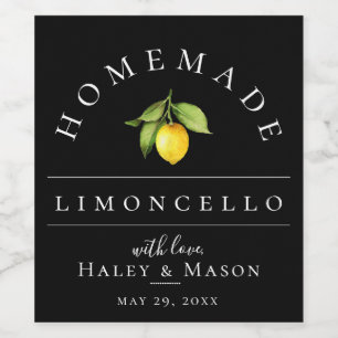 Modern Limoncello Svart Drickesetikett Vinflaska Etikett