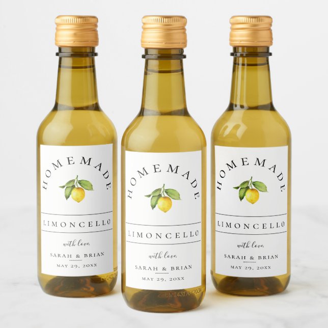 Modern Limoncello White Mini Beverage Label Vinetikett (Flaskor)