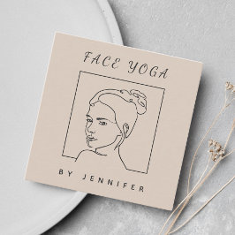 Modern Line Art Ansikte Yoga Porträtt Social Media Fyrkantigt Visitkort