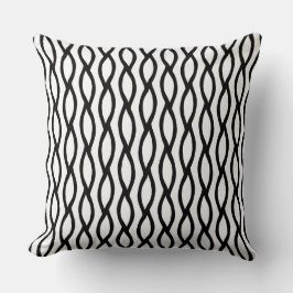 modern line art black and white pattern kudde