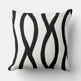 modern line art black and white pattern kudde
