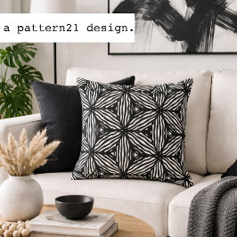 modern line art black and white pattern kudde