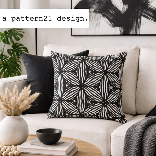 modern line art black and white pattern kudde (Skapare uppladdad)