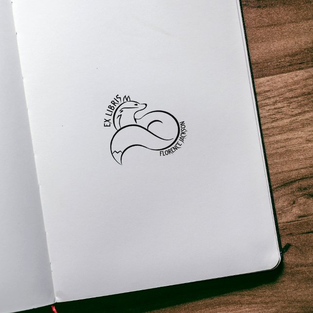 Modern Line Art Fox Bibliotek Ex Libris Bok Stämpel (Skapare uppladdad)