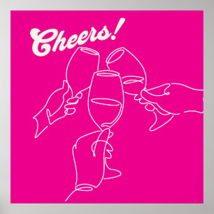 Modern Line Art Friends Cheers Pub Poster