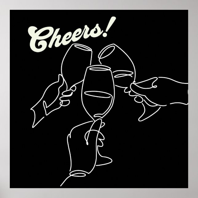 Modern Line Art Friends Cheers Pub Poster (Framsidan)