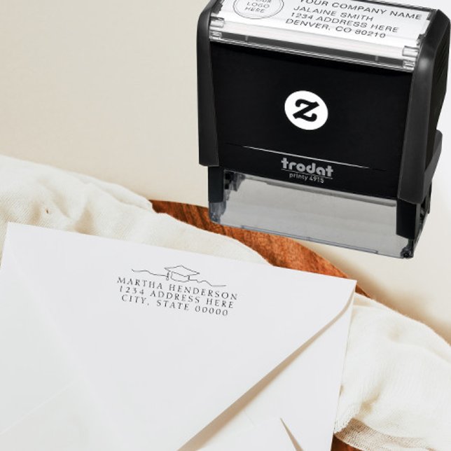 Modern Line Art Studenten Returadress Frimärke Självfärgande Stämpel (Skapare uppladdad)