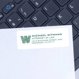 MODERN LINE MONOGRAM CORPORATE LAWYER ACCOUNTANT RETURADRESS ETIKETT