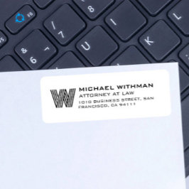 MODERN LINE MONOGRAM CORPORATE LAWYER ACCOUNTANT RETURADRESS ETIKETT