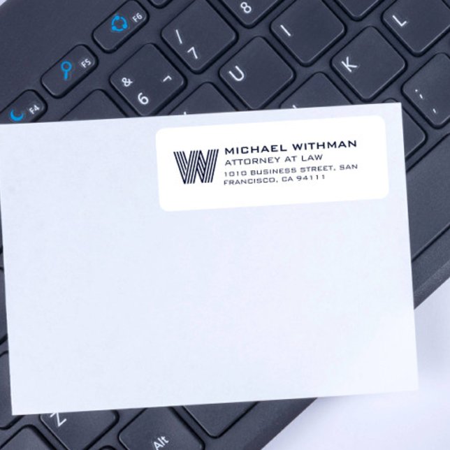 MODERN LINE MONOGRAM CORPORATE LAWYER ACCOUNTANT RETURADRESS ETIKETT (Skapare uppladdad)