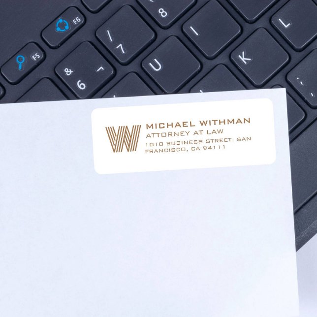 MODERN LINE MONOGRAM CORPORATE LAWYER ACCOUNTANT RETURADRESS ETIKETT (Skapare uppladdad)