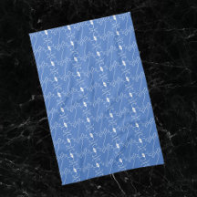 Modern Line Teckning Hund Blue White Kitchen Towes