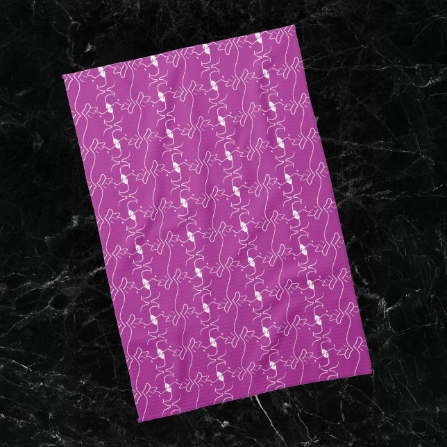 Modern Line Teckning Hund Rosa White Kitchen Towel Kökshandduk (Skapare uppladdad)