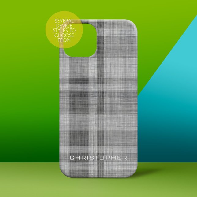 Modern Linen Play Mönster Personlig Namn (Personalized Phone Case - subtle name)
