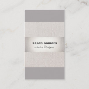 Modern Linen Silver Stripe Snyggt Grått Taupe Visitkort