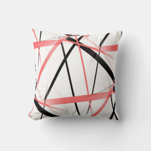 Modern linje cool geometri vit svart rosapink kudde