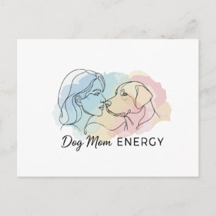 Modern Linje Konst Hund Mamma Energi Vattenfärg Vykort