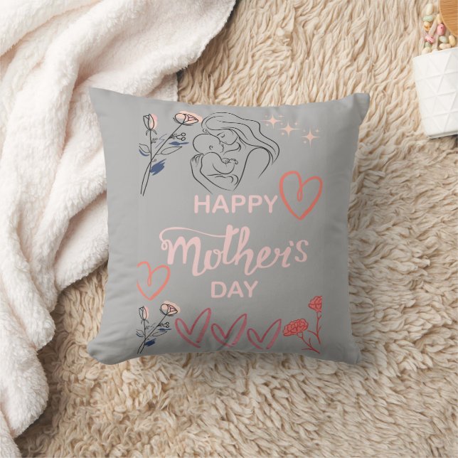 Modern Linje Konst Mor och Bebis Glad Mors Dag Kudde (Filt)