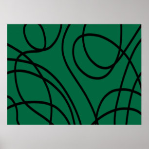 Modern linjearbeten i grönt och svart poster