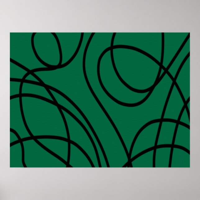 Modern linjearbeten i grönt och svart poster (Framsidan)