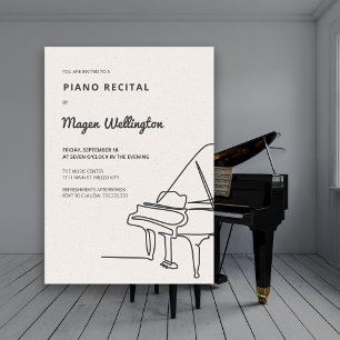 Modern Linjedragning Flygel Recital Inbjudningar