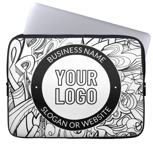 Modern linjegrafik och din Logotyp med redigerbar  Laptop Fodral (Framsidan)