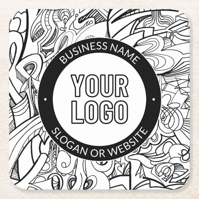 Modern linjegrafik och din Logotyp med redigerbar  Underlägg Papper Kvadrat (Framsidan)