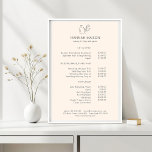 Modern, linjekonst, kvinna, läder, salon, Pricelis Poster<br><div class="desc">Modern,  linjekonst,  kvinna,  läder,  Salon,  Vitprislista Poster.</div>