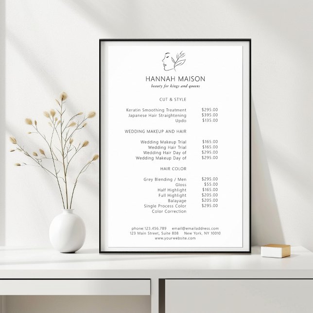 Modern, linjekonst, kvinna, läder, salon, Pricelis Poster (Skapare uppladdad)