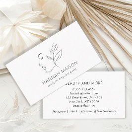 Modern, linjekonst, kvinna, läder, salon, vitt visitkort