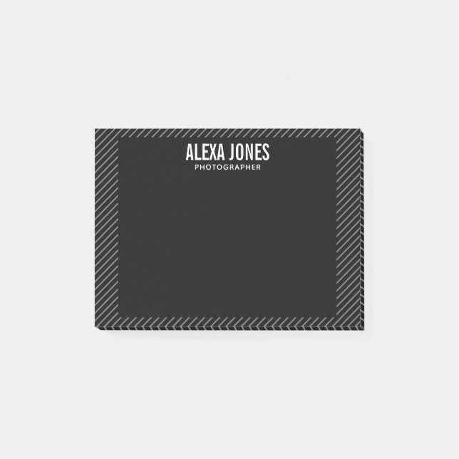 Modern Linjer Black Post-it Block (Framsida)