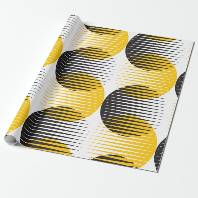 Modern linjer och cirkelgeometri, sömlöst mönster presentpapper (Utrullad)