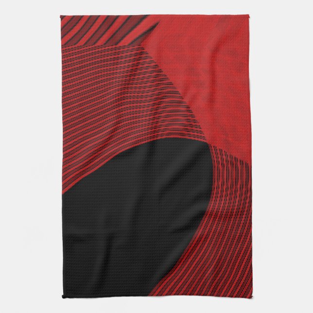 Modern Linjer Red and Black Kökshandduk (Vertikal)