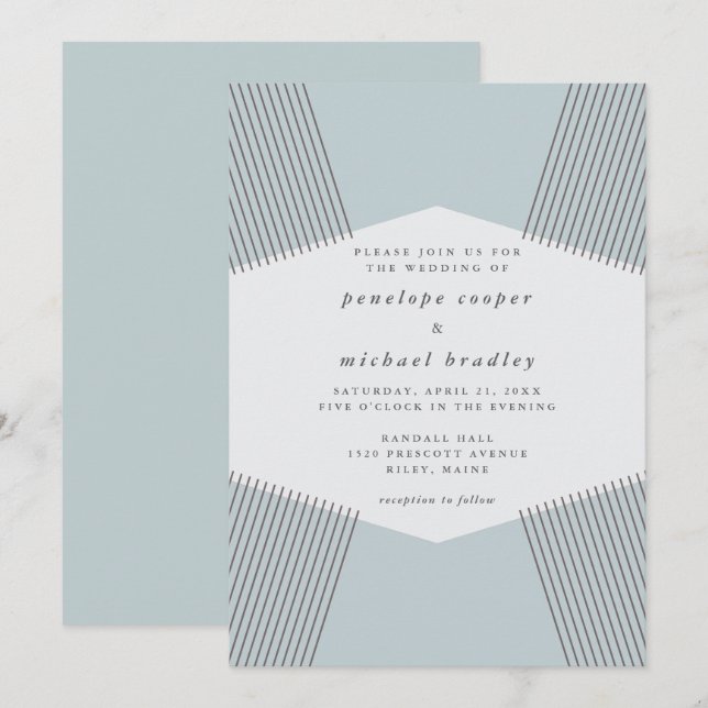 Modern Linjer Robin's Egg Blue Wedding bjudande Inbjudningar (Fram/baksida)