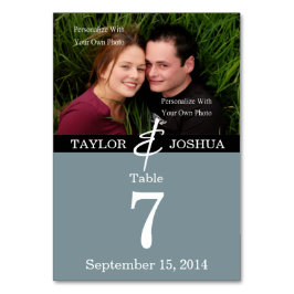 Modern Linjer Slate Blue Photo Bord Card Bordsnummer