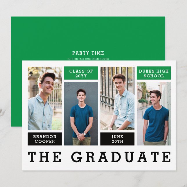 Modern Linjer Studenten-meddelande Inbjudningar (Fram/baksida)