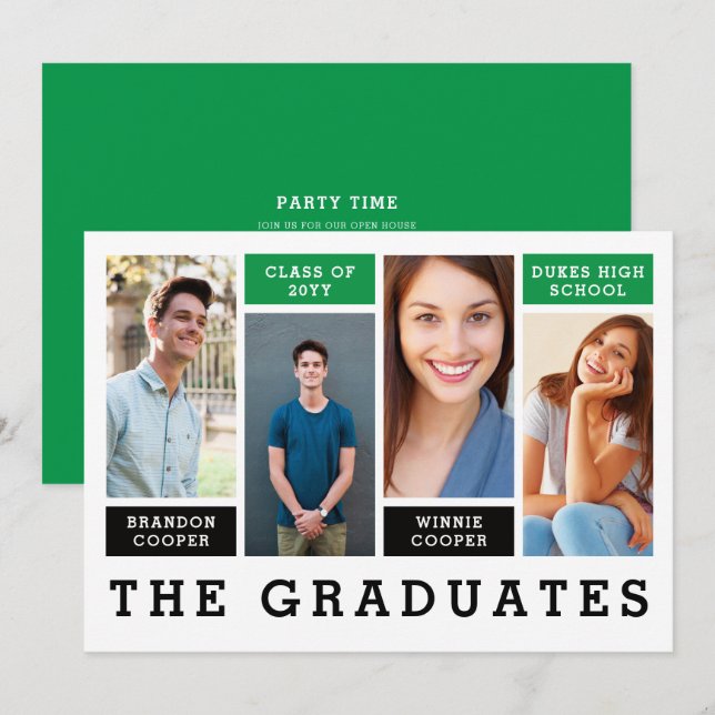 Modern Linjer Syskon Studenten-meddelande Inbjudningar (Fram/baksida)