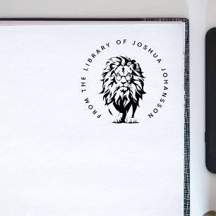 Modern Lion Bör Glasar Anpassad Biblioteksbok Stämpel