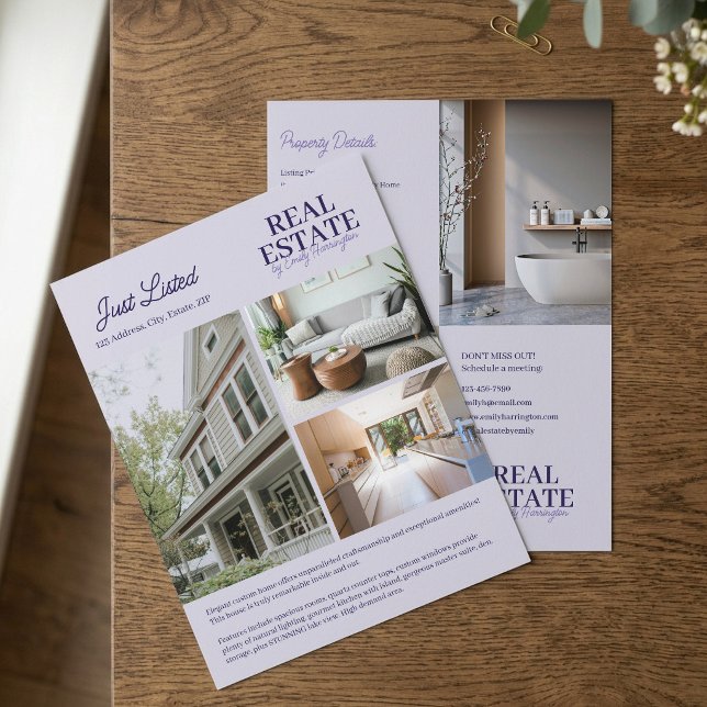 Modern Listning Lavendel Fastighetsmäklare Reklamblad (Skapare uppladdad)