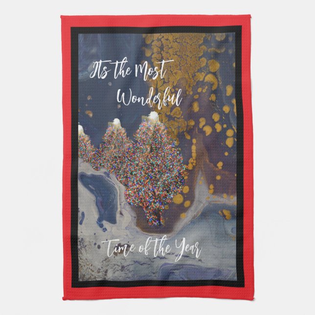Modern Lit Christmas Tree Design Kökshandduk (Vertikal)
